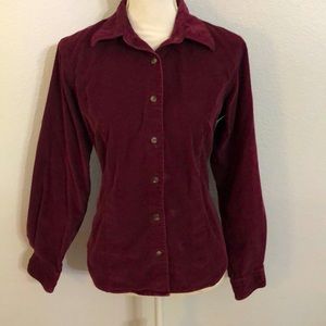 Lands’ End corduroy shirt size M. 100% cotton. Burgundy.